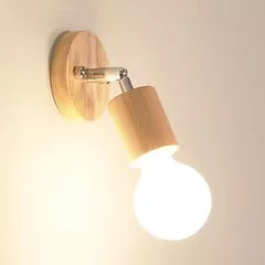 Бра в скандинавском стиле  Woody cylinder-1 с деревянным патроном и хромовым шарниром, Количество источников света: 1, Цвет: дерево - Edisons