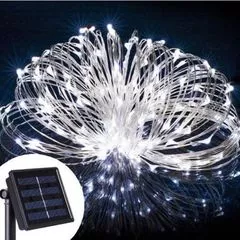LED гірлянда новорічна Solar 100LED 10м колір Холодний Білий 8 режимів з димуванням