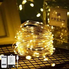 LED гірлянда новорічна 100LED 10м колір Теплий Білий 8 режимів з димуванням  USB  з пультом ДУ