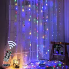 LED гірлянда новорічна штора роса Waterfall 200 LED 2,5*2м колір RGB 8 режимів з димуванням від USB з пультом ДУ