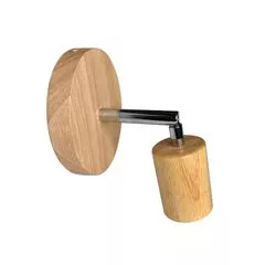 Бра в скандинавском стиле Woody cylinder-1 Long с деревянным патроном и хромовым шарниром - Edisons