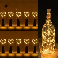 Набір 10 LED гірлянди Пробка від батарейки ААА з 20 LED діодами 2 м колір теплий білий без мерехтіння Покращена модель, Колір світлодіодів: теплий білий, Кількість в комплекті: 10 шт.