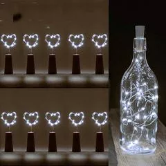 Набір 10 LED гірлянд Пробка від батарейки ААА з 20 LED діодами 2 м колір холодний білий без мерехтіння Покращена модель, Колір світлодіодів: холодний білий, Кількість в комплекті: 10 шт.