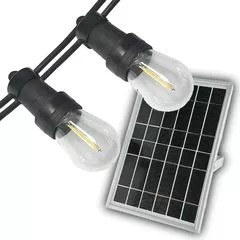 Вулична ретро гірлянда на сонячних панелях Solar-PATIO E27 IP65 вологозахищена 5м 11 ламп (+2 запасні)
