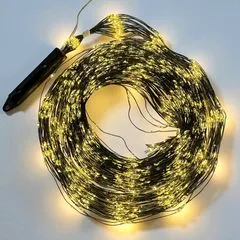 Гірлянда новорічна Кінський Хвіст Водоспад 1200LED 30 ниток по 2м колір Теплий Білий 8 режимів від 220В зелений провід Premium