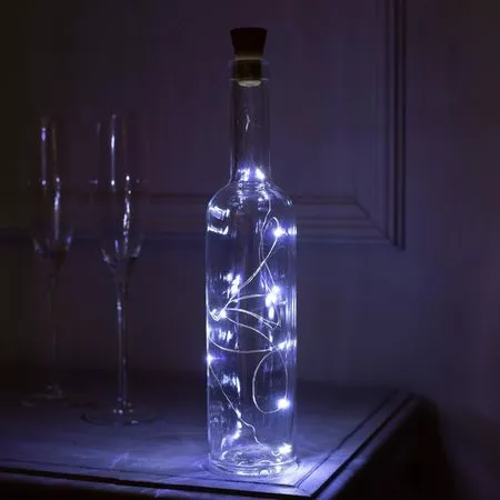 LED гирлянда Пробка от батарейки ААА с 20 LED диодами 2 м цвет Холодный белый без мерцания Улучшенная модель, Цвет свечения: холодный белый, Количество в комплекте: 1 шт., изображение 5 - Edisons