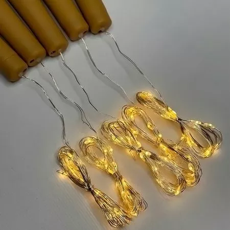 Набор 5 LED гирлянд Пробка на батарейке AAA с 20 LED диодами 2 м цвет Теплый белый без мерцания Улучшенная модель, Цвет свечения: теплый белый, Количество в комплекте: 5 шт., изображение 7 - Edisons