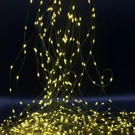 Гірлянда новорічна Кінський Хвіст Водоспад 1200LED 30 ниток по 2м колір Теплий Білий 8 режимів від 220В зелений провід Premium, зображення 4