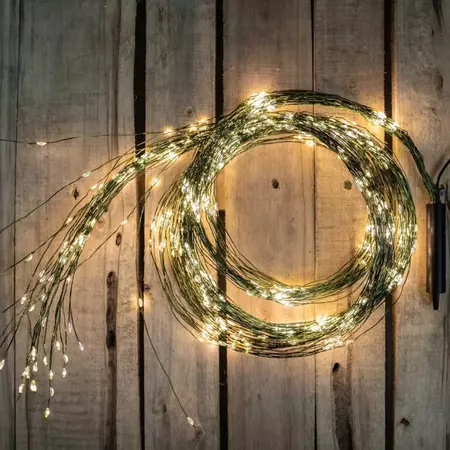 Гірлянда новорічна Кінський Хвіст Водоспад 1200LED 30 ниток по 2м колір Теплий Білий 8 режимів від 220В зелений провід Premium, зображення 19