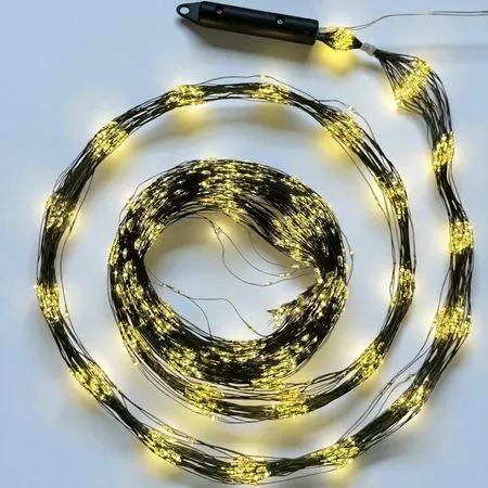 Гірлянда новорічна Кінський Хвіст Водоспад 1200LED 30 ниток по 2м колір Теплий Білий 8 режимів від 220В зелений провід Premium, зображення 28