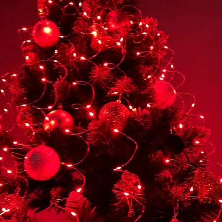 Гірлянда Кінський Хвіст 200LED 10 ниток по 2м колір Червоний режим статика та мерехтіння від батарейок, зображення 4