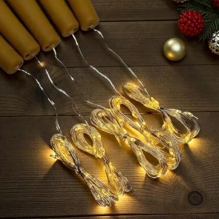 Набор 5 LED гирлянд Пробка на батарейке AAA с 20 LED диодами 2 м цвет Теплый белый без мерцания Улучшенная модель, Цвет свечения: теплый белый, Количество в комплекте: 5 шт., изображение 5 - Edisons