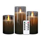 Набір з 3 LED свічок Dancing Flame 75х100/125/150мм з імітацією полум'я й пультом ДУ в графітовому склі Premium