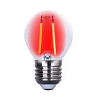 LED лампа Edisons G45 E27 2W червона прозора пластикова колба, Колір світла: червоний