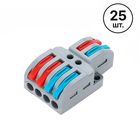 Набір 25 шт. клем розгалужувачів типу WAGO 2 на 4 проводи 0.08–4 мм²/12–28AWG 32А 250В важільний затискач Premium, Кількість: набір