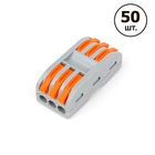 Набір 50 шт. клем прохідних типу WAGO 3 на 3 проводи 0.08–4 мм²/12–28AWG 32А 250В важільний затискач Premium, Кількість: набір