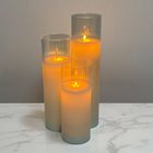 Набір з 3 LED свічок Dancing Flame 75х200/250/300мм з імітацією полум'я й пультом ДУ в прозорму склі Premium