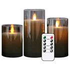 Набір з 3 LED свічок Dancing Flame 75х100/125/150мм з імітацією полум'я й пультом ДУ в графітовому склі Premium