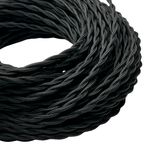 Провод витой 2-жильный Черный 2х1,0мм (ГОСТ) в тканевой оплетке Premium, Сечение: 2х1мм, Цвет провода: черный - Edisons