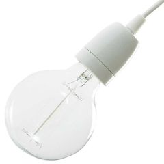 Патрон керамический Е27 белый с втулкой фиксатором провода, Цвет: белый - Edisons