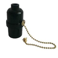 Патрон карболитовый Е27 черный с выключателем цепочка - Edisons