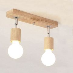 Бра у скандинавському стилі Woody cylinder-2 з дерев'яними патронами та хромовими шарнірами, Кількість джерел світла: 2, Color: дерево