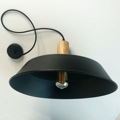 Светильник в скандинавском стиле ST №24 с деревянным патроном и металлическим абажуром, Абажур: 24 - Edisons