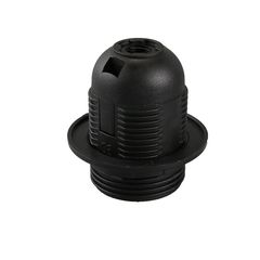 Патрон пластиковый Е27 черный с шайбой, Цвет: черный - Edisons