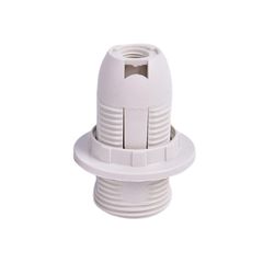 Патрон пластиковый Е14 белый с шайбой, Цвет: белый - Edisons