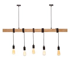 Люстра в скандинавском стиле SkandyWood-1.0-5 с деревянной балкой из ясеня на 5 ламп черная, Вид светильника: 1 - Edisons