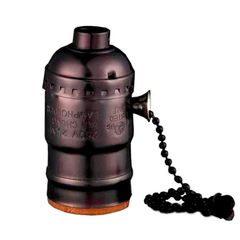 Алюминиевый ретро-патрон Е27 Черный для ламп Эдисона (эконом серия) с выключателем цепочка, Цвет: черный - Edisons