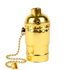 Алюминиевый ретро-патрон Е27 золото для ламп Эдисона (эконом серия) с выключателем цепочка, Цвет: золото - Edisons