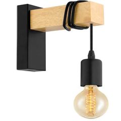 Бра в скандинавському стилі Wood із дерев'яною планкою без абажура чорне, Вид світильника: 1