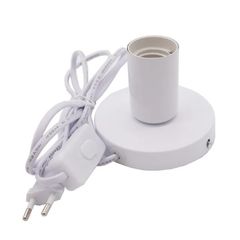 Бра BASE E27 біле настінне на 1-лампу з провідом з вимикачем та вилкою