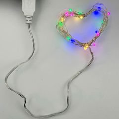 LED гірлянда новорічна 20LED 2м Різнокольорова режим статика від USB в асортименті