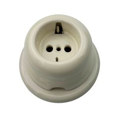 Ретро розетка керамічна SOFTY Milk з рамкою, Колір основи: молочний