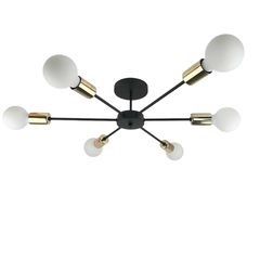 Люстра  в стиле лофт Луч-6 с золотыми патронами, Количество источников света: 6 - Edisons