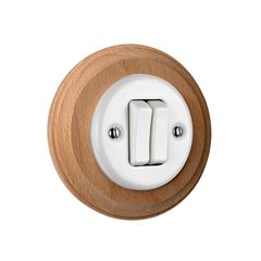 Вимикач керамічний Keruida білий 2-клавішний прихованого монтажу з дерев'яною рамкою