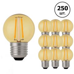 Набір з 250 LED ламп Edisons G45 E27 2W 2200K Light Bronze пластикова колба, Кількість: набір 250 шт., Колір ковби: бронзове напилення