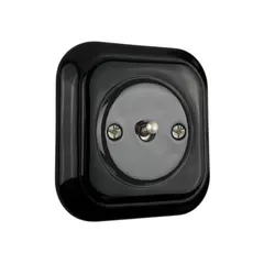 Ретро вимикач керамічний Keruida тумблерний чорний 1-клавішний прихованого монтажу з квадратною рамкою, Тип вимикача: одноклавішний, Форма рамки: квадратна, Колір основи: чорний