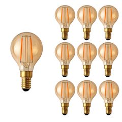 Набор 10 шт. LED ламп Edisons G45 gold E14 2w 2200k Premium стекло, Количество: набор 10 шт., Мощность, Вт: 2 - Edisons