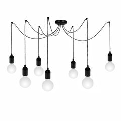 Люстра паук в стиле лофт Round на 7 ламп черная - Edisons