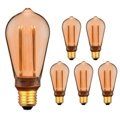 Набор 6 шт. Virtual Filament LED ламп Эдисона ST64 RN E27 4W 1800К разборных Premium, Количество: набор 6 шт. - Edisons