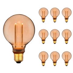 Набор 10 шт. Virtual Filament LED ламп Эдисона G95 RN E27 4W 1800К разборных Premium, Количество: набор 10 шт. - Edisons