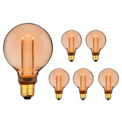 Набор 6 шт. Virtual Filament LED ламп Эдисона G95 RN E27 4W 1800К разборных Premium, Количество: набор 6 шт. - Edisons