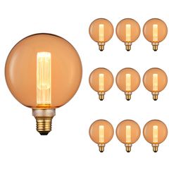 Набор 10 шт. Virtual Filament LED ламп Эдисона G125 RN E27 4W 1800К разборных Premium, Количество: набор 10 шт. - Edisons