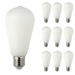 Набор 10 шт. LED ламп Edisons Ceramic ST64 Е27 6W 4000K белых бархатно-матовых, Количество: набор 10 шт., Температура света: 4000K - Edisons