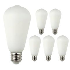 Набор 6 шт. LED ламп Edisons Ceramic ST64 Е27 6W 4000K белых бархатно-матовых, Количество: набор 6 шт., Температура света: 4000K - Edisons
