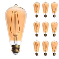 Набор 10 шт. LED ламп Edisons ST64 Long GOLD Е27 2W 2200K бронзовая стеклянная колба Premium, Количество: набор 10 шт. - Edisons