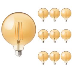Набор 10 шт. LED ламп Edisons G125 long gold Е27 4W 2200K Premium, Количество: набор 10 шт. - Edisons